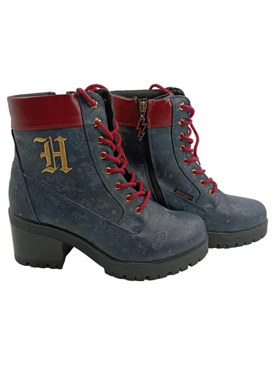 EMP Harry Potter Hogwarts Stiefel Damen Gr. 41 Blau Rot Blockabsatz