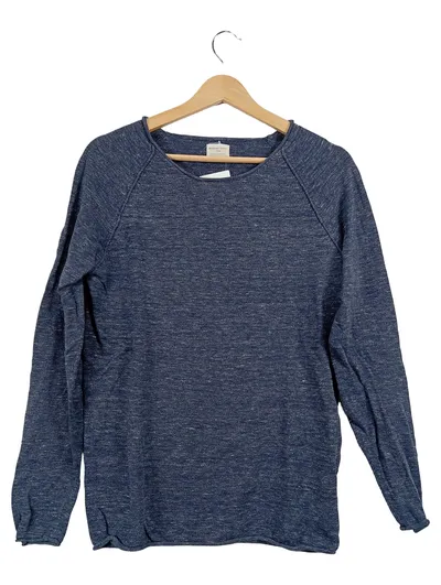 Selected Homme Herren Pullover Blau Meliert Baumwolle Langarm Gr. S