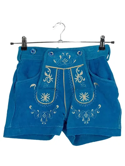 Bongossi-Trade Lederhose Damen Trachtenhose Blau Gr. W26/34/XS Stickerei