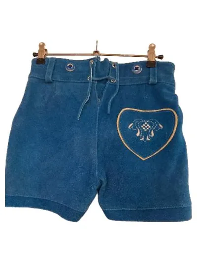 Bongossi-Trade Lederhose Damen Trachtenhose Blau Gr. W26/34/XS Stickerei