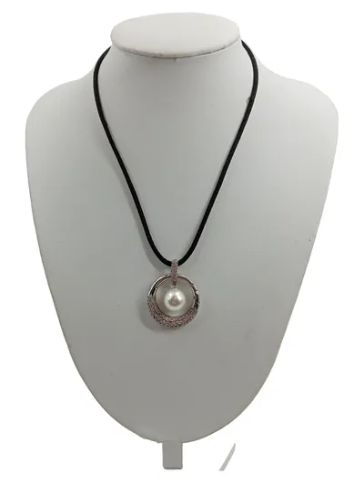 ZINZI Halskette Anhänger Perle Zirkonia Silber Damen 44cm Elegant