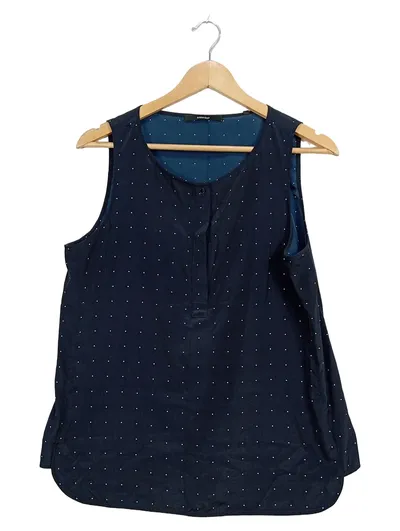 Someday Damen Top Bluse ärmellos Gr. 38 M Blau gepunktet Viskose