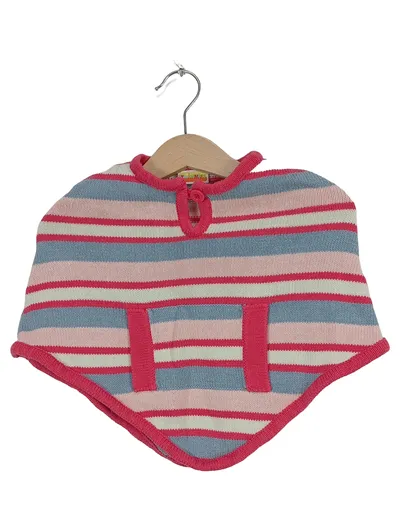 Twinnies Kinder Poncho Gr. 68 Gestreift Rosa Blau Strick Baby