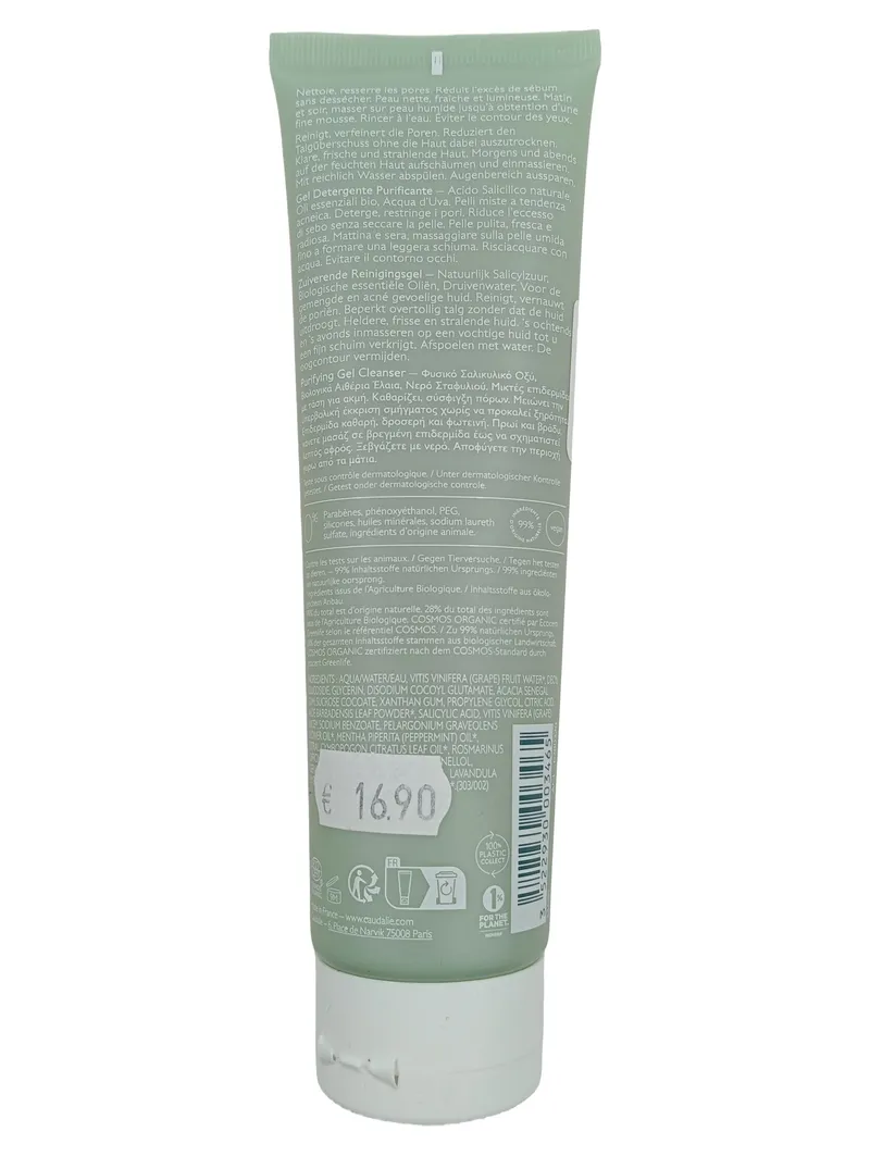 Caudalie Vinopure Klärendes Reinigungsgel 150ml Mischhaut Akne BIO 3