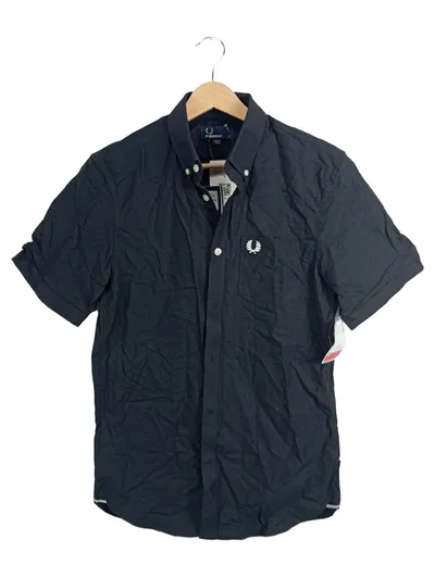 Fred Perry Freizeithemd Kurzarm Herren Uni Logo Baumwolle Schwarz S