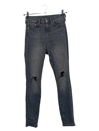 Denim Co Damen Destroyed Jeans Skinny Grau Gr. 36/S Ripped Knee