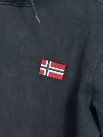 Napapijri Herren Kapuzenpullover Hoodie Grau Größe S Norwegen Flag