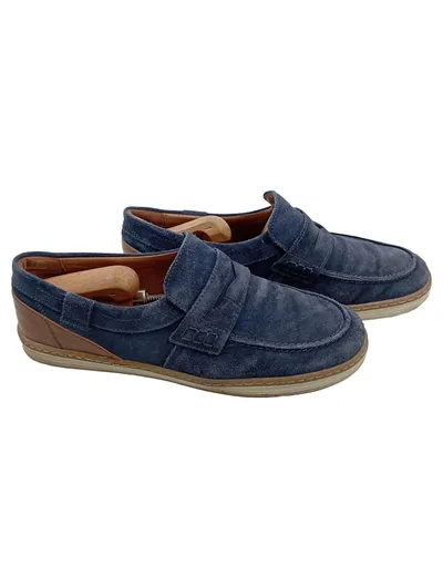 Walbusch Herren Mokassin Slipper Wildleder Blau Gr. 42 Casual Freizeit