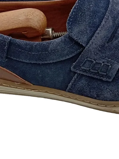 Walbusch Herren Mokassin Slipper Wildleder Blau Gr. 42 Casual Freizeit