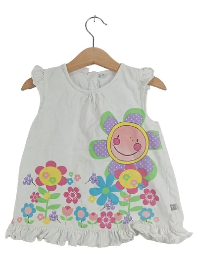LIEGELIND Sommerkleid Mädchen Gr. 86 Blumen Weiß Baumwolle Rüschen