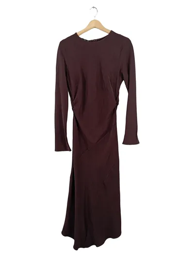 MNG Collection Maxikleid Damen Gr. L Braun Langarm Asymmetrisch Elegant
