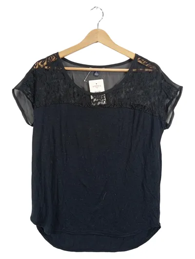 American Eagle Outfitters Damen T-Shirt Spitze Kurzarm Schwarz Gr. M