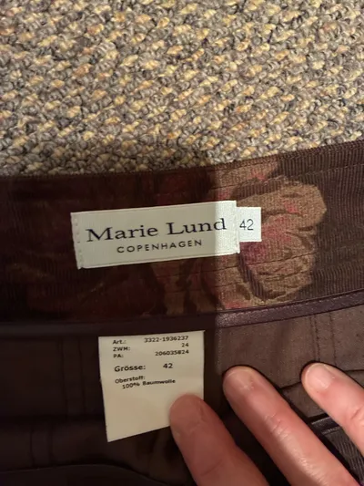 Marie Lund Damen Faltenrock Blumenmuster Braun Cord Gr. 42/XL