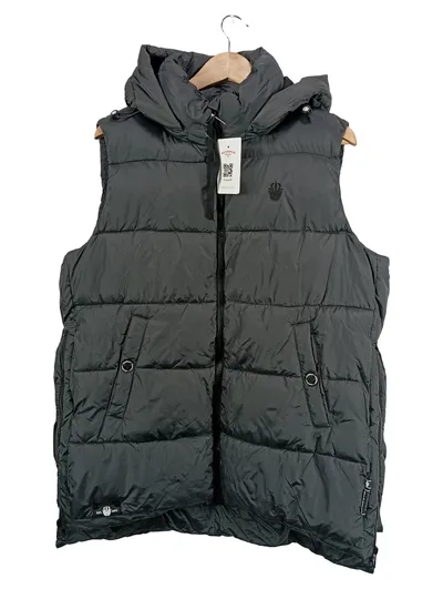 Marikoo Steppweste Herren Gr. XL Kapuze Grau Wattiert Outdoor