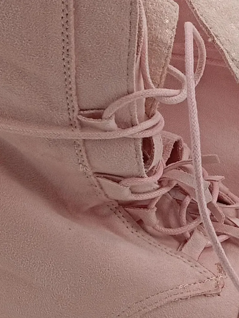 Bestelle Damen Sneaker Wedges Rosa Gr. 40 Keilabsatz Schnürung 2