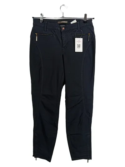 CAMBIO Jeans Damen Stoffhose Schwarz Gr. 38 Reißverschluss Detail