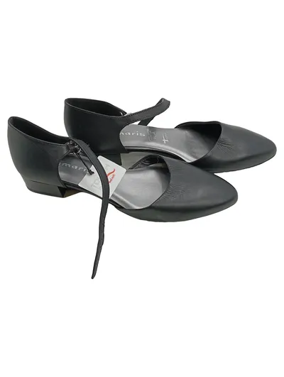Tamaris Damen Pumps Leder Schwarz Riemchen Gr. 40 Klassisch Elegant