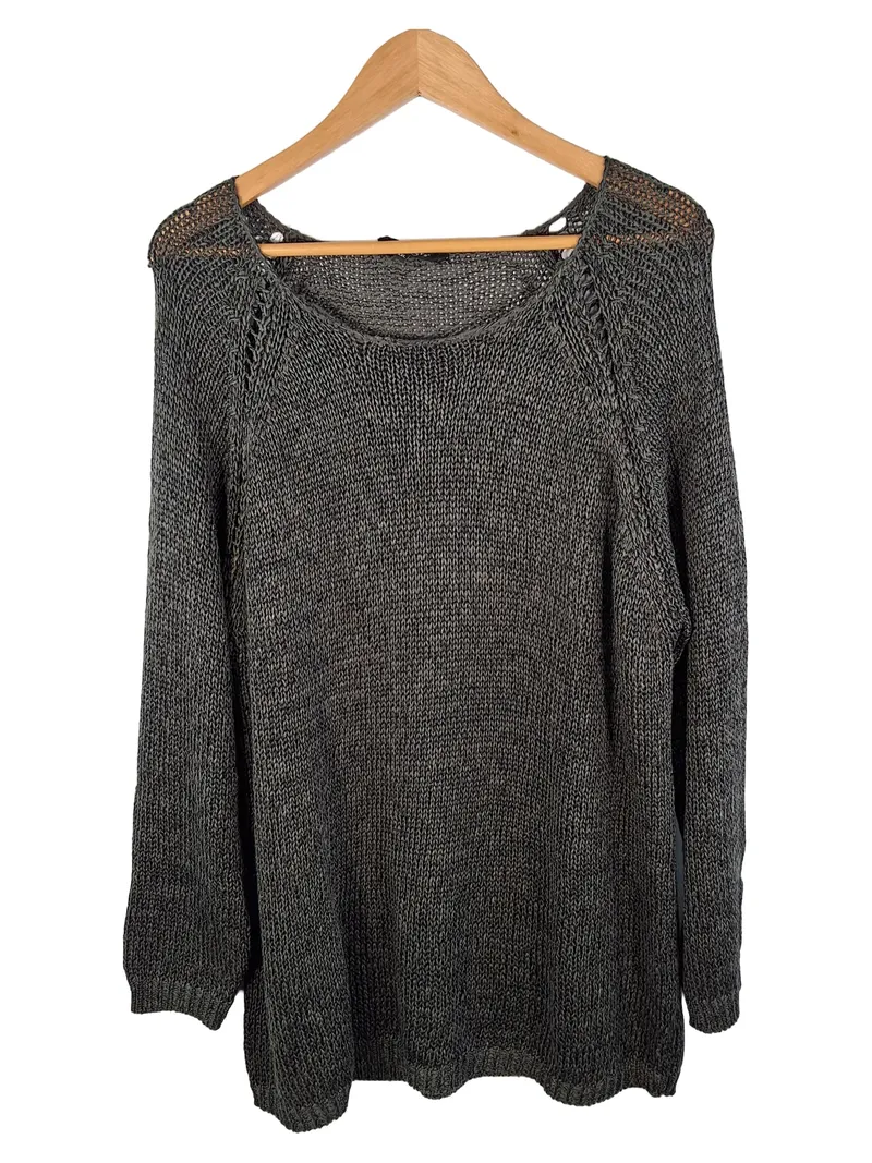 Bexleys Woman Damen Strickpullover Grau XXL Lochmuster Langarm 1