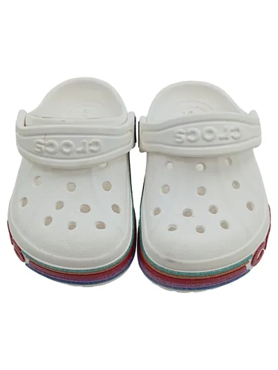 Crocs Crocband Kinder Badeschuhe Gr. 23 Weiß Streifen Glitzer Freizeit