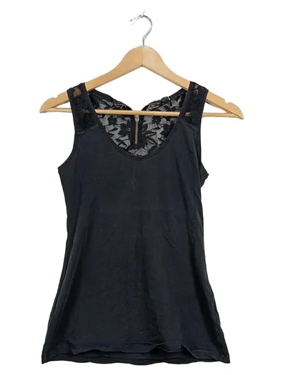 Pimkie Damen Top Schwarz Gr. S Spitze Reißverschluss Tanktop