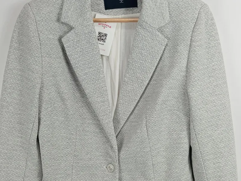 Bonobo Blazer Damen Grau Gr. M 38 Business Klassisch Strukturmuster Langarm 2