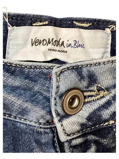 VERO MODA Damen Jeans Slim Fit Hose Blau Used Look Gr. 28/34