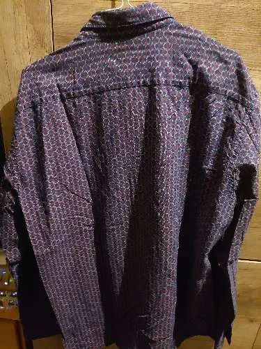 Marc O'Polo Herren Freizeithemd Langarm Gr. XXL Blau Geometrisch Baumwolle