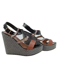 CYPRES Keilabsatz Sandaletten Damen Gr. 38 Mehrfarbig Leder Riemchen 1