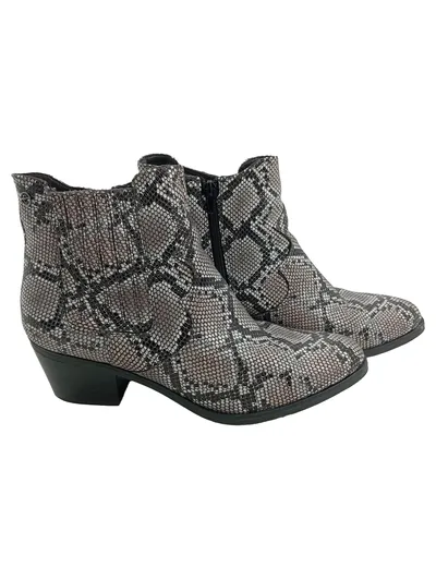 Tamaris Damen Stiefeletten Gr. 41 Schlangenprint Grau Western Ankle Boots
