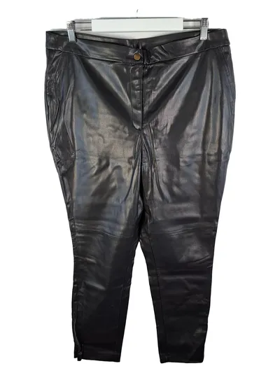 Alba Moda Skinny Lederhose Damen 48 Schwarz Kunstleder Elegant Party