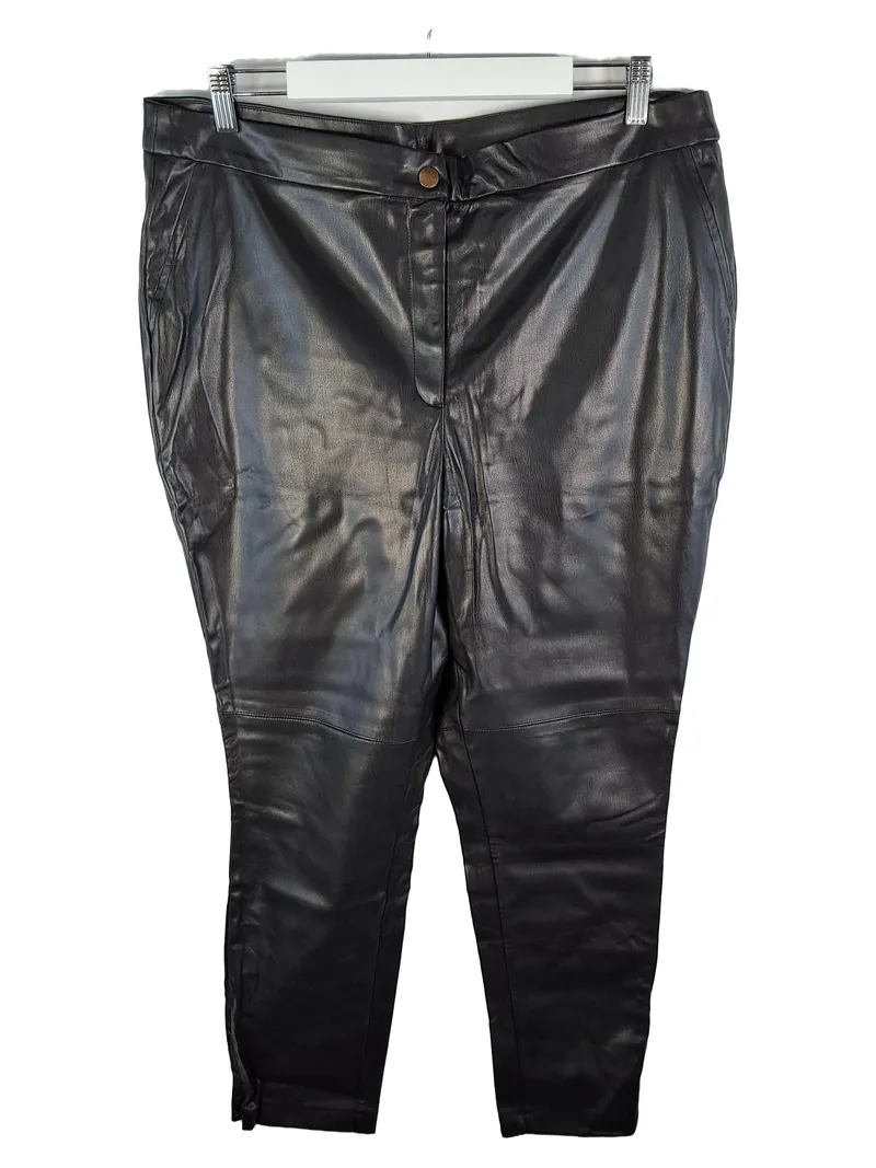 Alba Moda Skinny Lederhose Damen 48 Schwarz Kunstleder Elegant Party 1