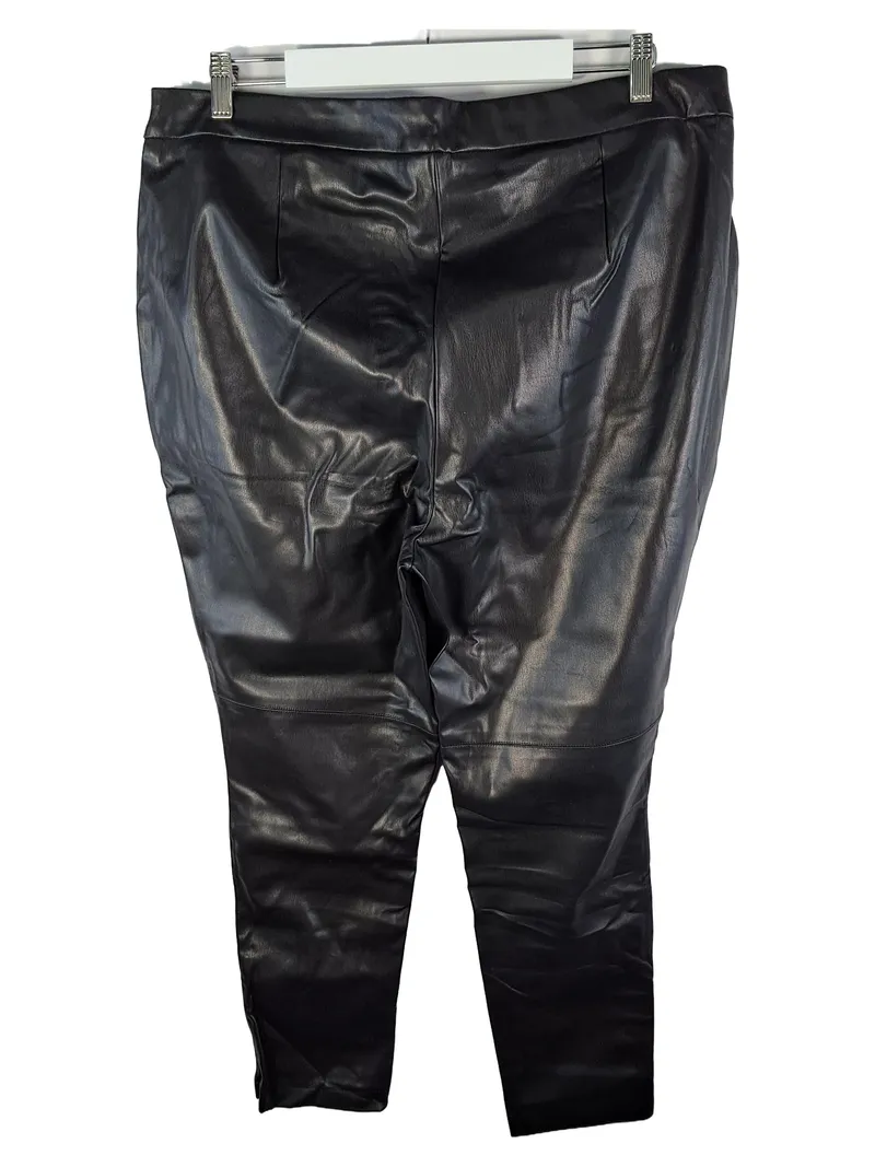 Alba Moda Skinny Lederhose Damen 48 Schwarz Kunstleder Elegant Party 2