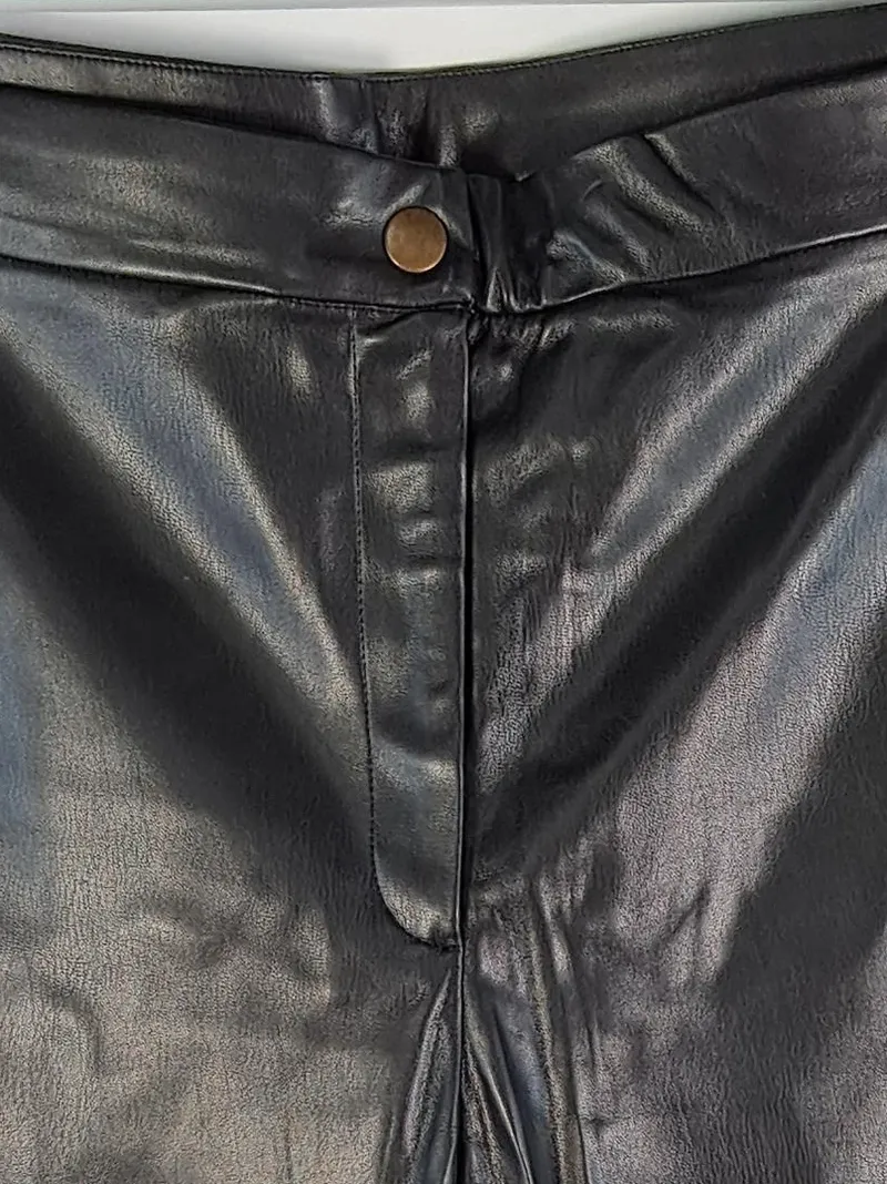Alba Moda Skinny Lederhose Damen 48 Schwarz Kunstleder Elegant Party 3