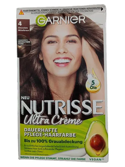 Garnier Nutrisse Ultra Crème Haarfarbe 4 Chocolate Mittelbraun 160ml Vegan