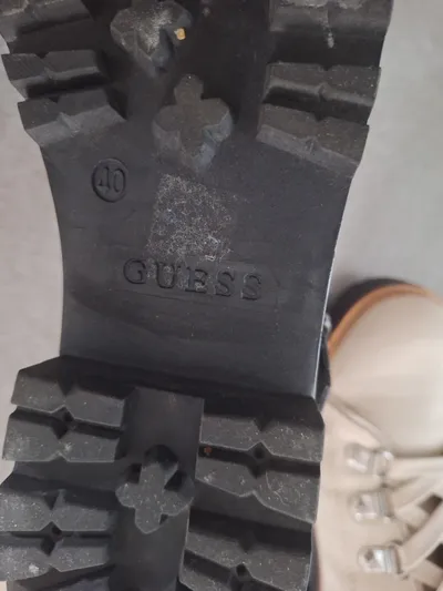 GUESS Damen Stiefelette Hiking Boot Beige Leder Monogram Gr. 40