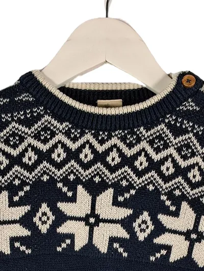ALANA Kinder Pullover Norwegermuster Gr. 104 Blau Baumwolle Strick