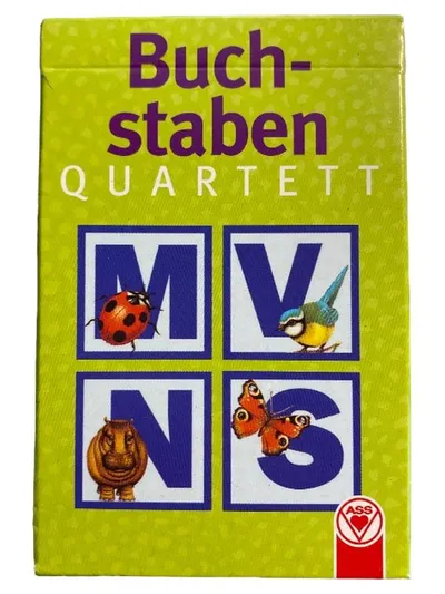 ASS Buchstaben Quartett Lernspiel Kartenspiel ABC Tiere ab 4 Jahre Grün