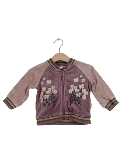 Hust & Claire Mädchen Sweatjacke Gr. 74 Lila Blumen Stickerei Samt