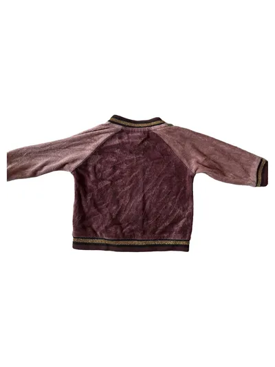 Hust & Claire Mädchen Sweatjacke Gr. 74 Lila Blumen Stickerei Samt