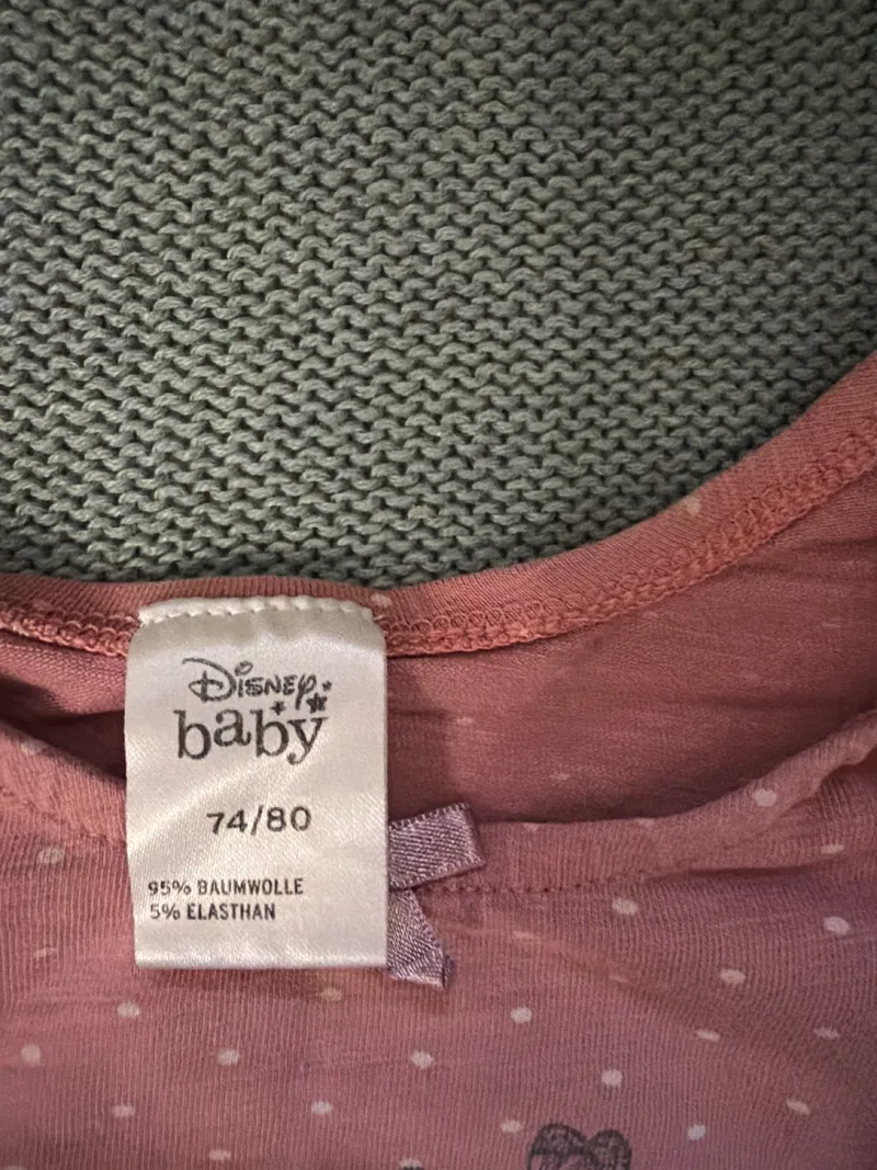 Disney Baby Body Bambi Mädchen Gr. 74/80 Rosa Langarm Punkte 2
