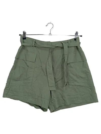 AMISU Damen Shorts Paperbag Leinen Viskose Oliv Gr. 40 L