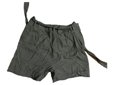 AMISU Damen Shorts Paperbag Leinen Viskose Oliv Gr. 40 L