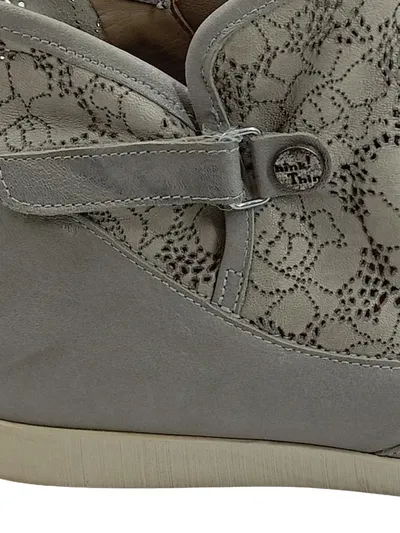 Think! Damen Stiefeletten Leder Lochmuster Reißverschluss Grau Gr. 38