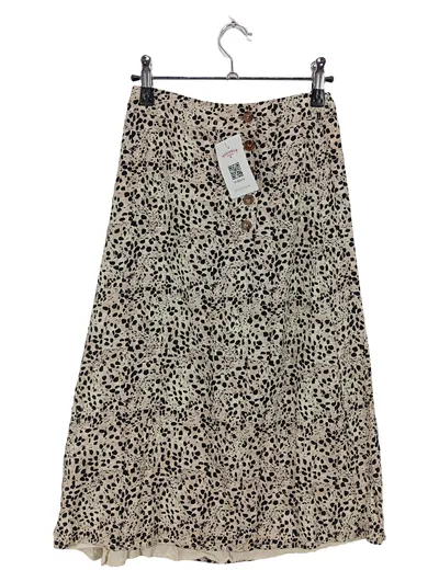 OBJECT Damen A-Linienrock Gr. 34/XS Beige Animal-Print Midirock Viskose