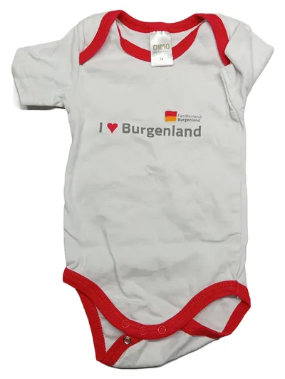 DIMO Organic Baby Body I Love Burgenland Gr. 74 Weiß Rot