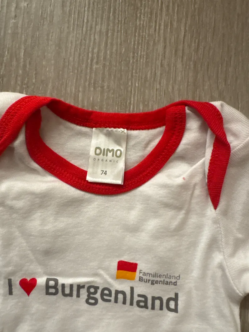 DIMO Organic Baby Body I Love Burgenland Gr. 74 Weiß Rot 5