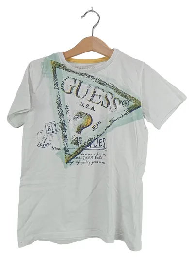 GUESS Eco Kinder T-Shirt Logo-Print Weiß Gr. 8/128 Baumwolle