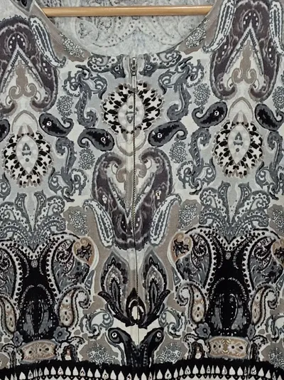 Best Connections Damen Strickjacke Bohemian Paisley Viskose Grau Gr. 40 L