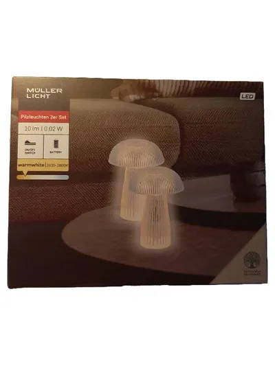 MÜLLER-LICHT Pilzleuchten LED Tischleuchte warmweiß Batterie 2er Set