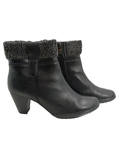 Caprice Damen Stiefelette Leder schwarz Lammfellimitat Gr. 39